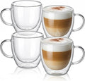 Casafoyer 9 Oz Double Wall Glass Coffee Cups Set of 4, Borosilicate Espresso Mugs