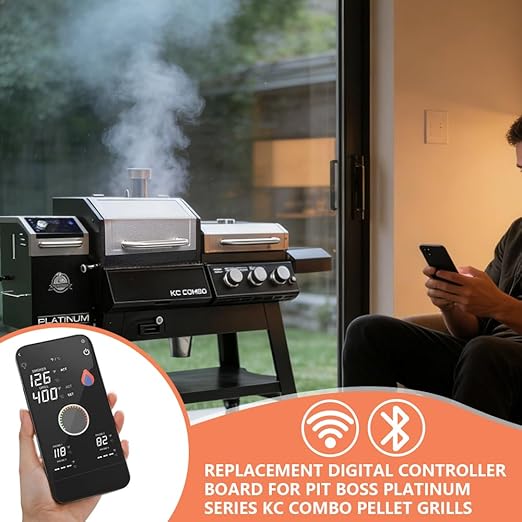 Replacement Pit Boss PID Thermostat Control Board 80055 Compatible for Pit Boss Platinum Series KC Combo Wood Pellet Grills, with WiFi & Bluetooth Function, can Connect to Mobile APP.
