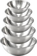 Gronivex 304 Stainless Steel Mixing Bowls, 5-Piece (1.5-5.3 Qt) | Food-Grade Metal, Dishwasher safe，Stackable Nesting & Space-Saving – Ultimate for Large Family Baking or Party Cooking