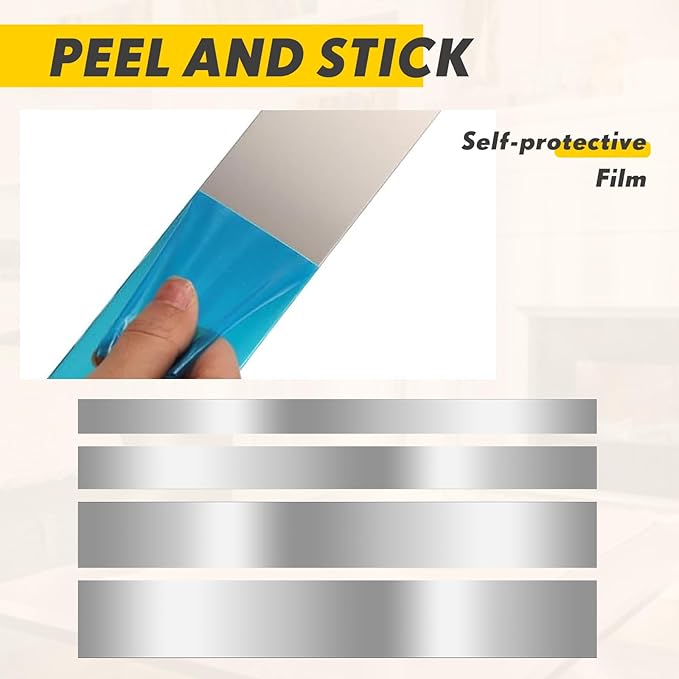 Blulu 4 Pieces 304 Stainless Steel Sheet Gap Filler Gap Shim Stock Metal Trim Strip for Kitchen Wall Oven Microwave Combo Range Cooktop 30'' Long, 1, 2, 3, 5'' Wide, 0.04'' Thick