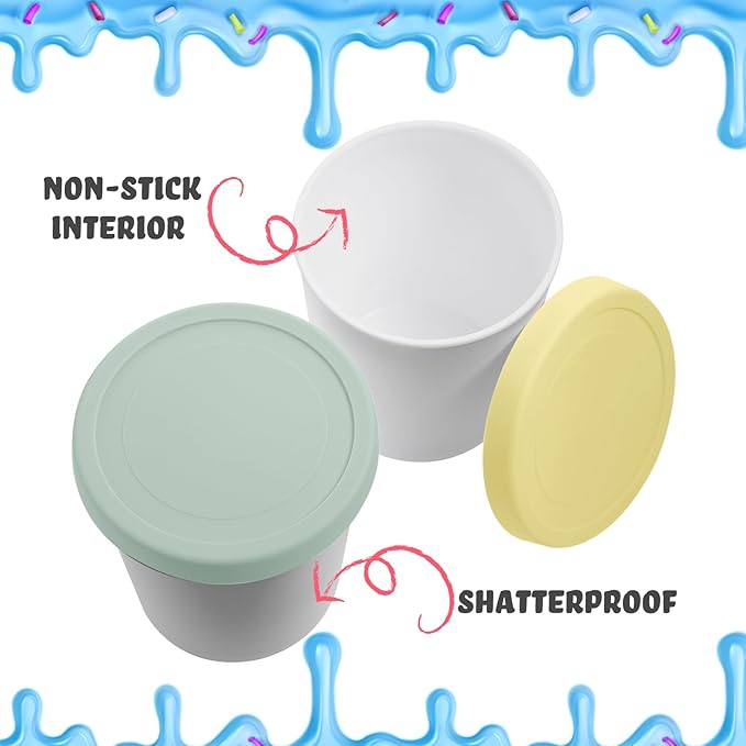 Nuenen 5 Pack Ice Cream Containers 1Qt Freezer Storage Tubs with Silicone Lids and Spoon for Homemade Ice Cream Reusable, Sorbet Dishwasher Safe (Morandi Colors)