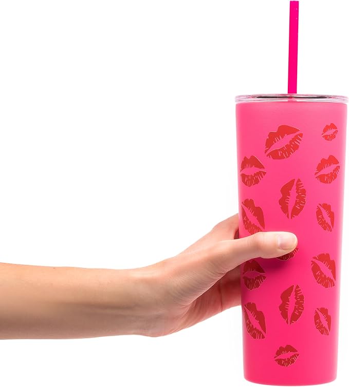 Dragon Glassware x Mean Girls Burn Book Tumbler with Straw & Lid, 24 oz | Vacuum Insulated Stainless Steel Tumbler with Straw & Lid; Double Walled Tumbler; Official Mean Girls Cup