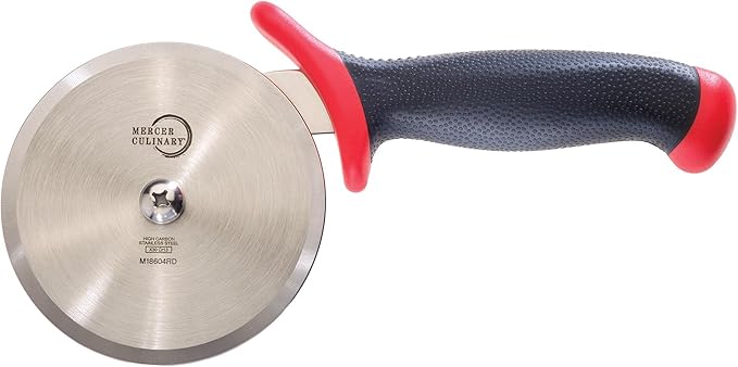 Mercer Culinary Millennia Pizza Cutter with Red Handle, 4 Inch Wheel, Stainless Steel