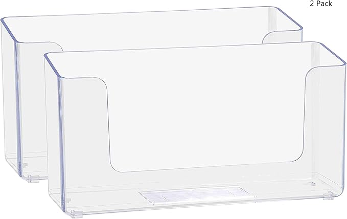 Marketing Holders 2 Pack Brochure Holder 5" Menu Display Postcard Countertop Clear Acrylic Landscape Literature and Printed Material Organizers Take One Horizontal Caddy