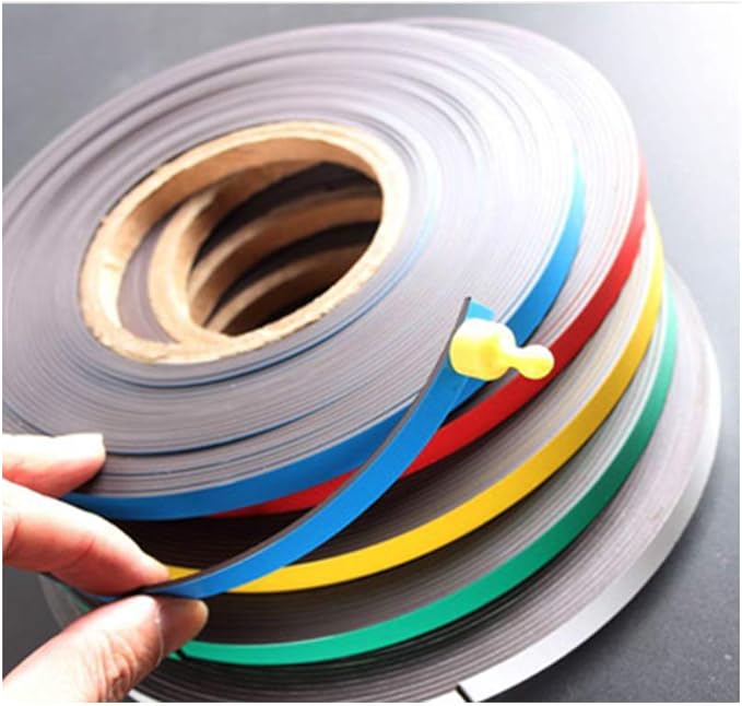 Magnetic Tape Roll Colored Thin Strips - Dry Erase Magnet Whiteboard Graphic Art Tape/ 10mm 33ft Marking Line Magnet Tape(6 Pack Mix Color)