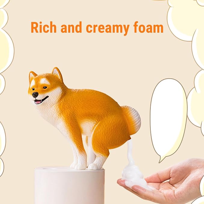 Playful Dog Foam Soap Dispenser, Automatic Soap Dispenser Touchless, Funny Puppy Poop Induction Hand Washer, Automatic Soap Dispenser for Kitchen Bathroom (Yellow)