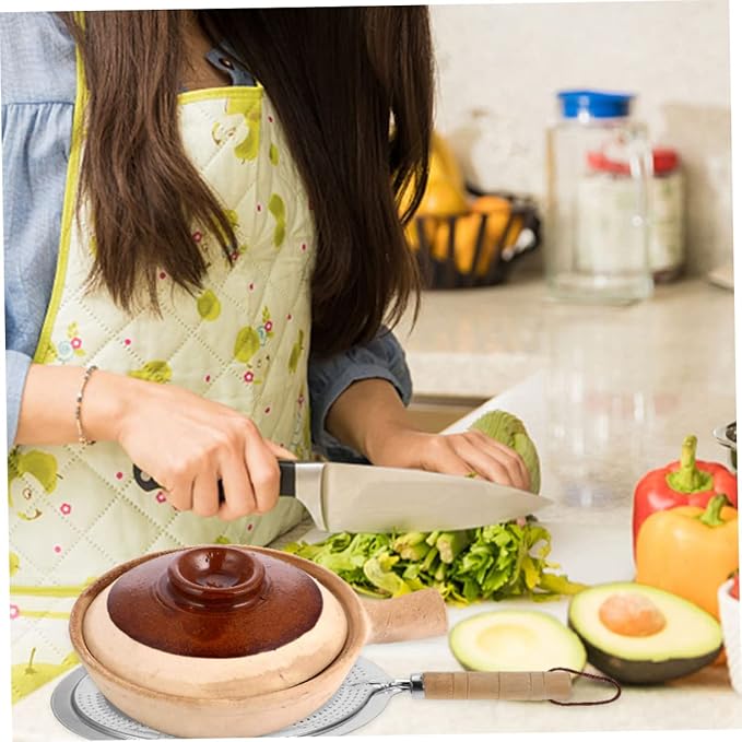 Yardwe Wooden Handle Pot Mat 12.6X8.3 Inch Kitchen Heat Diffuser Insulation Pads for Hot Pots Pans Coffee Makers with Hanging Rope Set of 3
