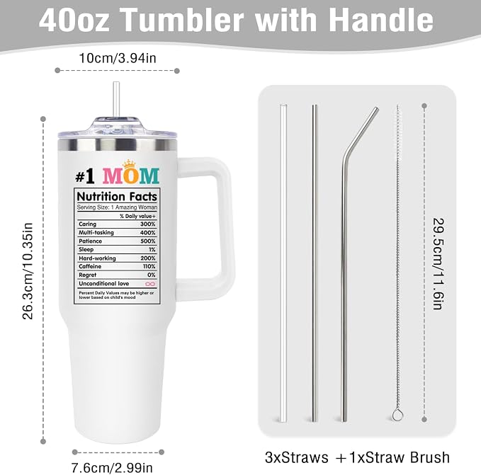 LHSCVUFASC Mothers Day Gifts for Mom from Daughter Son, Best Mom Ever Tumbler for Mother Wife, Christmas Birthday Gifts Ideas for Moms, Mama 40Oz Insulated Tumbler Cup