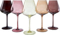 Terracotta Mars Collection Colored Crystal Wine Glass Set of 5, Gift For Him, Mom Dad Friend - 20 oz Glasses, Unique Italian Style Tall Drinkware - Red & White, Beautiful Glassware