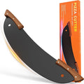 20-Inch Pizza Rocker Blade Cutter, Stainless Steel with Double Wooden Handles, Professional Pizza Slicer，Black