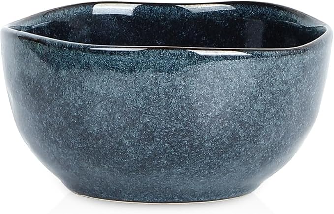 Stone Lain Mirella 4-Piece Bowl Set Stoneware, Dishwasher and Microwave Safe Cereal Bowls, Blue