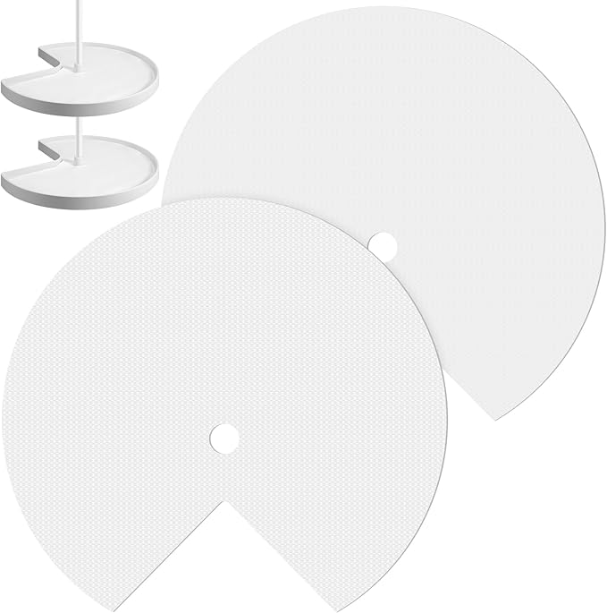 Lazy Susan Shelf Liner 31 Inch EVA Lazy Susan Shelf Liner Non-Adhesive Protection Mats for Cabinet Fridge Refrigerator Pantry Sink Cupboard Storage (4, White, Diamond Pattern)