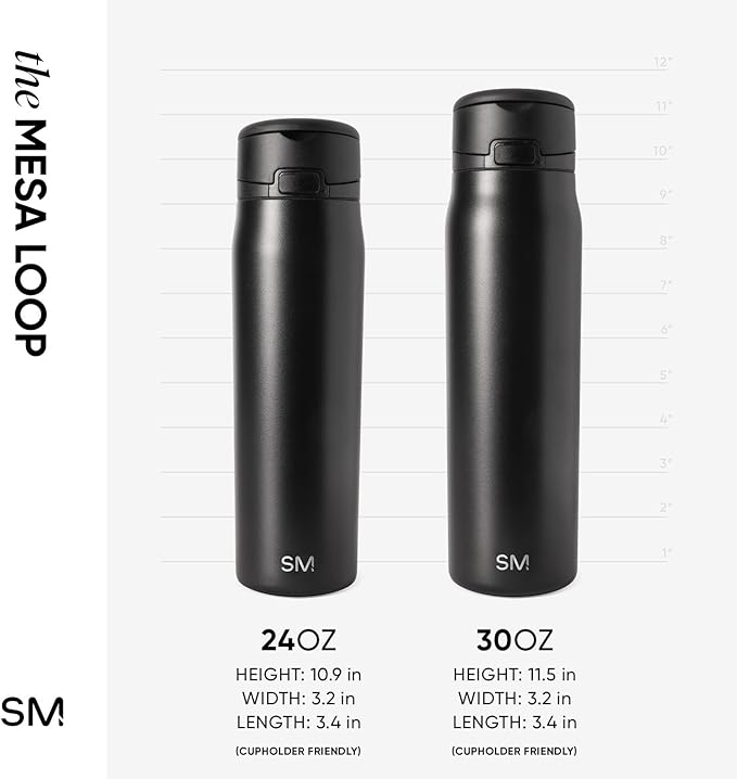 Simple Modern Mesa Loop Water Bottle with Covered Straw and Handle | 30oz Cup Holder Friendly Insulated Stainless Steel Bottles for Travel, Sports and School | Key Lime Cateye