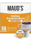 Maud's Breakfast Blend Coffee Pods, 18 ct, Light Roast Coffee in Single Serve Pods – 100% Arabica Beans, Compatible with Keurig K Cups Maker