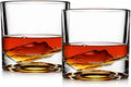 LIITON Yosemite Heavy Crystal Whiskey Glasses Gift Set of 2, Thick Freezable Bourbon Glass 1lb Each, Premium Whiskey Gifts for Men, Frozen Crystal Chills Cocktails, 10 oz