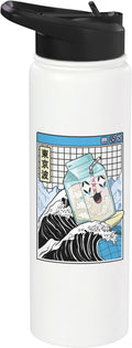 Milk Carton Surfing Great Wave Kawaii Vaporwave Anime Stainless Steel Insulated Water Bottle