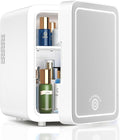 CUTIEWORLD Skincare Fridge with Dimmable LED Light Mirror, 4L Mini Fridge For Desktop, Travel or Cool & Heat, Makeup Fridge for Cosmetics, Skin Care and Food, White