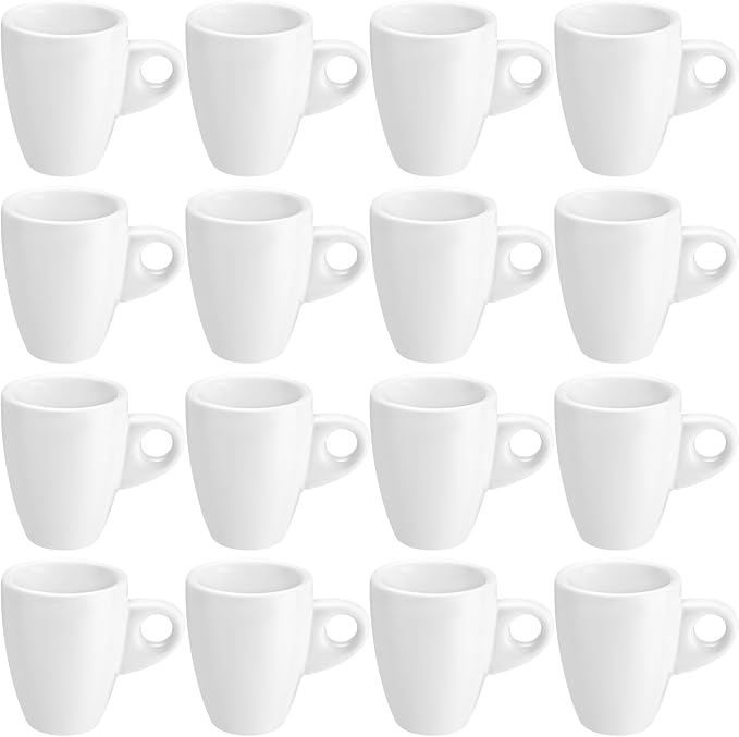 Reallnaive 16 Pcs 1.7 oz Porcelain Espresso Cup Set White Tiny Ceramic Coffee & Tea Mugs for Cafes Offices Homes and Restaurants