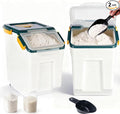 RUIAN 2Pcs Large Flour Storage Container Bin 25Lb Airtight Rice Storage Containers with Wheels Seal Locking Lid, BPA Free with Measuring Cup&Scoop for Flour, Rice, Grain(Blue)