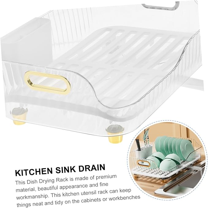 GALPADA Dish Drying Rack Over Sink Tableware Drainer Holder Plastic Kitchen Dish Drainer with Plate and Bowl Storage for Countertop Organization