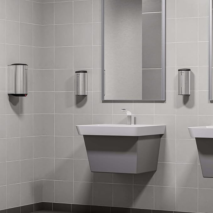 AIKE Automatic Commercial Soap Dispenser and Wall Mount Paper Towel Dispenser Bundle, Model AK1205& AK5181 Brushed