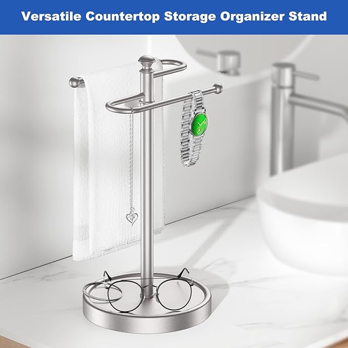 Hand Towel Holder, 304 Stainless Steel Heavy Duty S Shape Hand Towel Stand Free Standing Towel Bar for Bathroom Kitchen Countertop