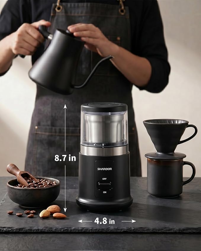 SHARDOR Quiet Coffee Grinder Electric, 70g Removable Bowl Spice Grinder for Coffee Beans, Seeds and Grains, Super Silent Grinding Mill with 60dB Low Noise, 2.5oz Capacity, Black