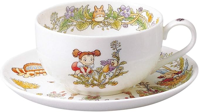 Noritake T97285A/4660-2 Milk Tea Cup & Saucer, 11.8 fl oz (325 cc), My Neighbor Totoro, Dandelion, Microwave Safe, 1 Guest, Bone China