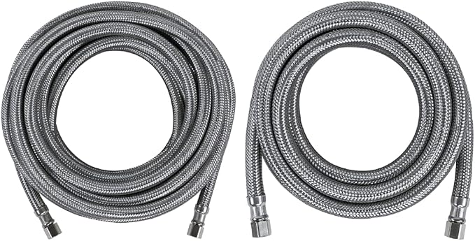 Certified Appliance Accessories Ice Maker Water Line, 25 Feet, PVC Core with Premium Braided Stainless Steel & Ice Maker Water Line, 10 Feet, PVC Core with Premium Braided Stainless Steel