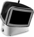 Black Geometric Toaster Cover 2 Slice, Greek Key Design Dustproof Bakeware Oven Protector with Top Hook, Abstract Modern Art Waterproof Small Kitchen Appliance Toasters Dust Cover, 11"x6"x8"