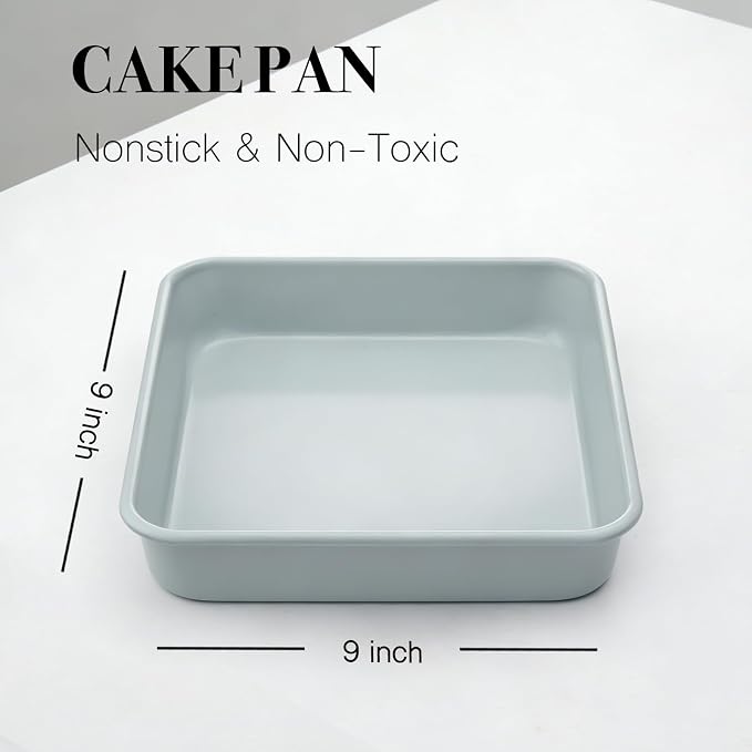 Non-Stick Square Cake Pan Ceramic Square Baking Pan 9x9 | Non-Toxic Inorganic Ceramic Coating, Warp-resistant, Ideal for Sourdough, Meatloaf, and Brownies Housewarming Gift