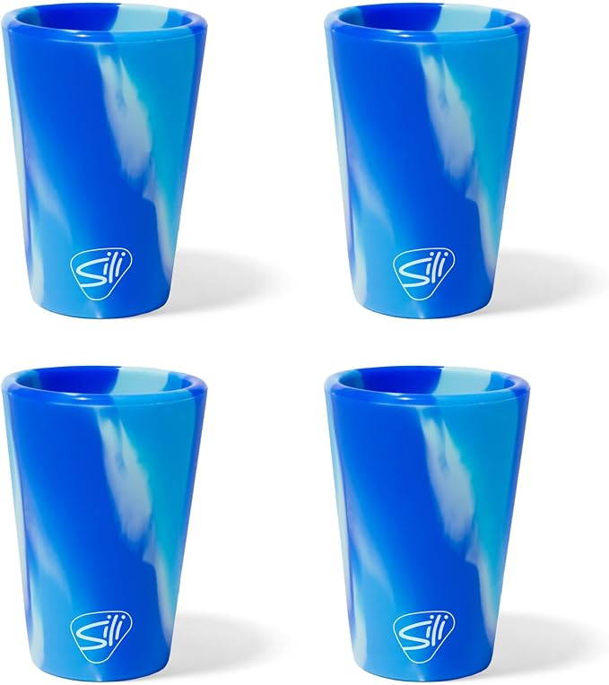 Silipint 1.5oz Silicone Shot Glasses with Handle – 4 Pack Unbreakable, BPA-Free, Non-Toxic, Dishwasher & Freezer Safe Shot Cups – Arctic Sky Glasses
