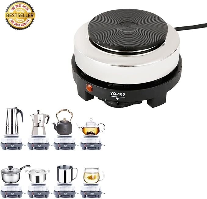 Mini Electric Stovetop for Espresso Maker Moka Pot Tea Pot & Cooking Stove for Camping, Dorm, RV