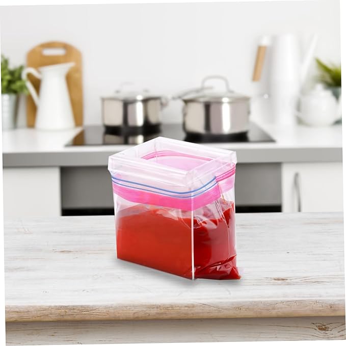 LIFKOME Space-saving Food Storage Bag Holder Stand Acrylic Prep Bag Rack Zipper for Easy Filling and Pouring