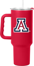 Logo Brands NCAA 40 oz Tumbler with Handle -Stainless Steel Insulated Travel Tumbler with Straw Lid – Powder Coated, Leak-Resistant, Keeps Drinks Hot/Cold – Great for Tailgating, or Everyday Use