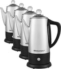Elite Gourmet EC812 Electric 12-Cup Coffee Percolator with Keep Warm,Clear Brew Progress Knob Cool-Touch Handle Cord-less Serve,Stainless Steel,(Pack of 4)
