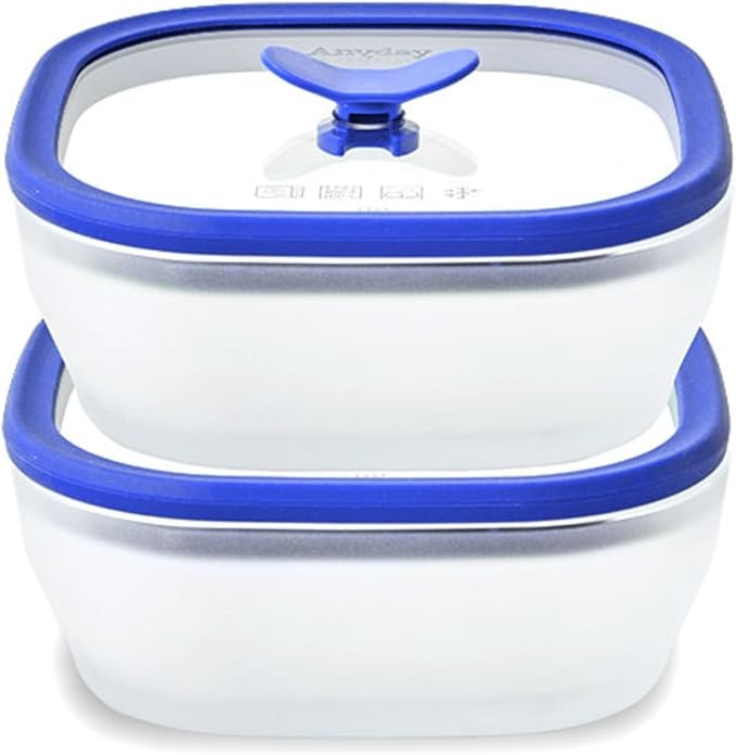 Anyday 2 Pack 2.5 Cup Microwavable Glass Lunch Containers With Glass Lids, Microwave Safe Lunch Bowls with Lids for Work, Food Storage, Bento Box Meal Prep Container