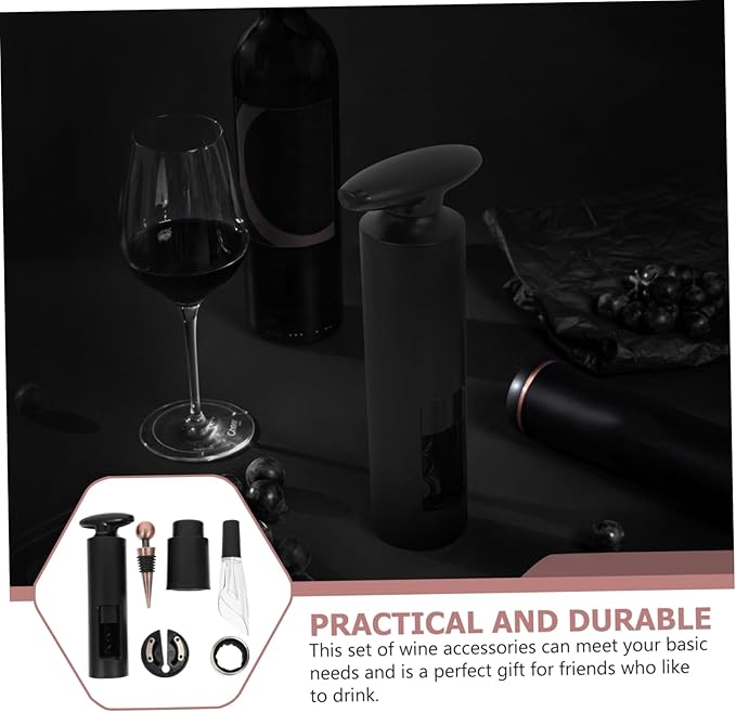 6-Piece Wine Opener Set Vacuum Wine Bottle Stopper and Pourer Sturdy Stainless Steel for Home and Parties