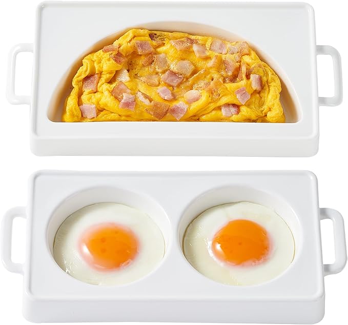 EliteVibe Ceramic Microwave Egg Cooker, Microwave Omelette Maker, BPA-Free Non-Stick Non-Toxic & Heat-Resistant Quick Cooking Egg Maker, Dishwasher Safe（2 PCS）