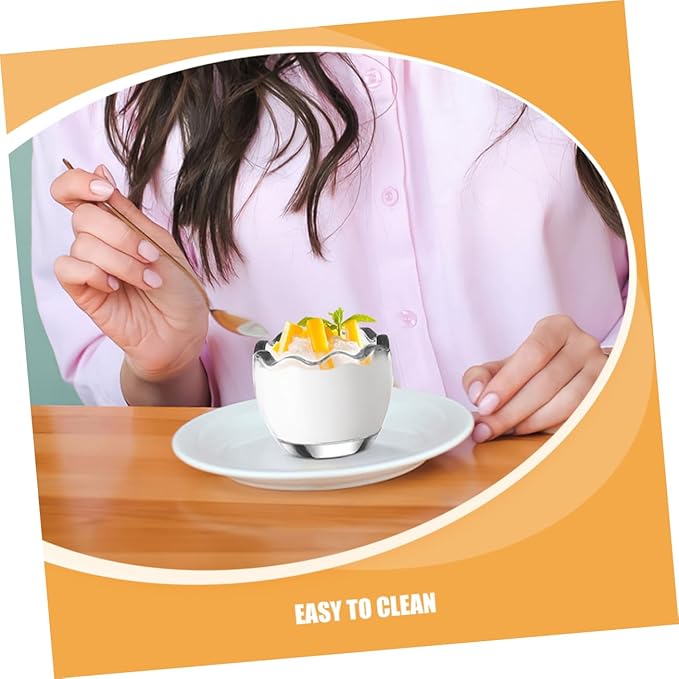 Cabilock 6pcs Heat Resistant Glass Egg Shaped Pudding Cups with Lids Reusable Transparent Yogurt Jars for Meal Prep Desserts and Snacks