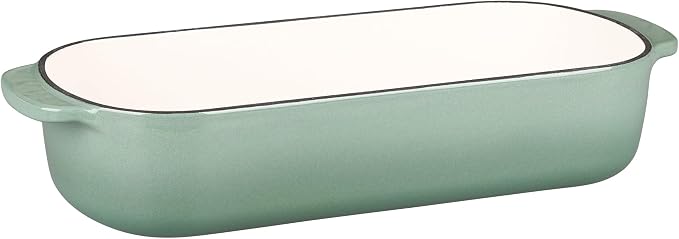 EDGING CASTING Enameled Cast Iron Loaf Pan with Lid, Bread pan, Dutch Oven Bread pan for Homemade Sourdough Bread Baking, 12.5x5.5 inch, 5qt, Sage Green