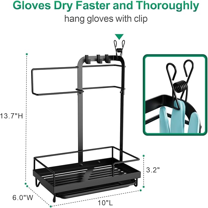 GSlife 2 in Set Dish Extendable Drying Rack and Sink Caddy - Expandable 2-in-1 Dish Drying Rack with Drain Spout and Large Sponge Holder for Kitchen Sink, Bundle Sales