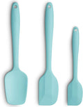 Silicone Spatula 3‑Piece Set Heat Resistant 600°F Non‑Stick Rubber Spatulas with Stainless Steel Core ALLWIN HOUSEWARE Large Spatula, Spoonula & Mini Spatula for Cooking & Baking, Aqua Sky
