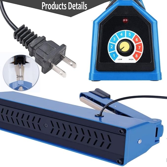 8 Inch Impulse Heat Sealer, Manual Poly Machine for Plastic Bags PE PP Bags with Extra Replace Element Grip