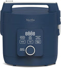 Martha Stewart Rice Cooker, 4 Cup (Uncooked) / 8 Cup (Cooked), Ceramic Non-Stick Removable Pot, Keep Warm, Measure Markings, Steam Basket, Brown & Sushi Rice, Quick Cook, Quinoa, Grains, Oats, Indigo Blue