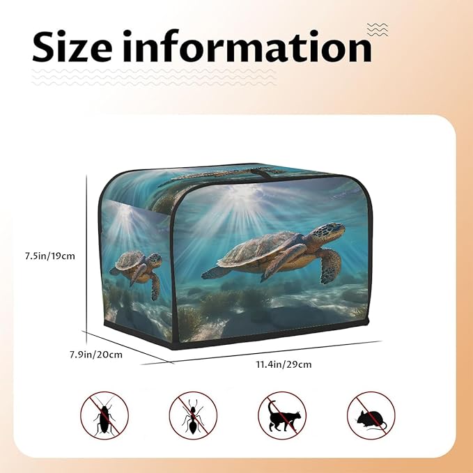 Sea Turtle Petrel Sunshine 2 Slice Toaster Cover Dust And Fingerprint Bread Maker Cover Bakeware Protector Washable Appliance Covers Kitchen Accessories For Home Kitchen Women Gift