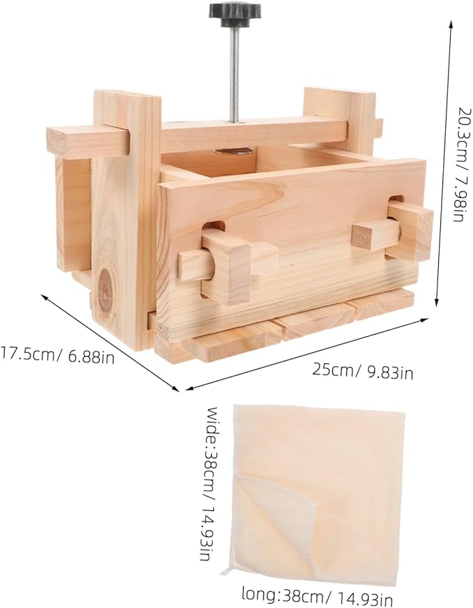 DIY Tofu Press Mold for Homemade Tofu Wooden Making Tool with Cheesecloth for Easy Soybean Curd Creation for Home Kitchen Lovers