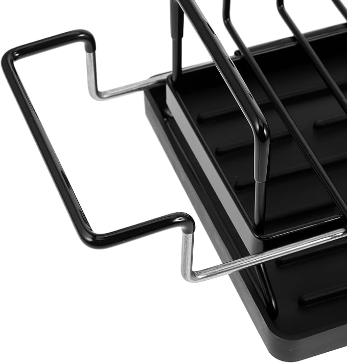 Collapsible Over Sink Dish Drying Rack Stainless Steel Kitchen Counter Organizer with Drain Board and Cutlery Holder for Large Capacity Tableware Storage