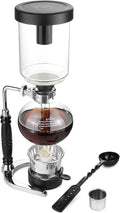 QWORK 5-Cup (600ml) Siphon Coffee Maker - Borosilicate Glass Syphon Brewer with Adjustable Buffer Clamp, High-Temperature Resilience, Tabletop Glass Siphon Pot for Coffee Aficionados