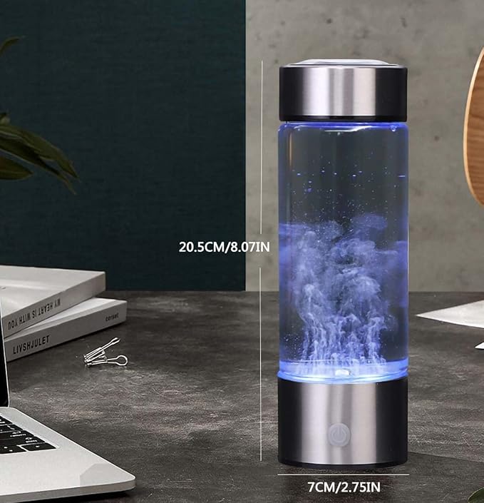 Hydrogen Water Bottle Generator,Portable Hydrogen Water Ionizer Machine, Hydrogen Water Pitcher with New PEM/SPE Technology,Hydrogen Rich Water Glass Health Cup for Home Travel(420ML)